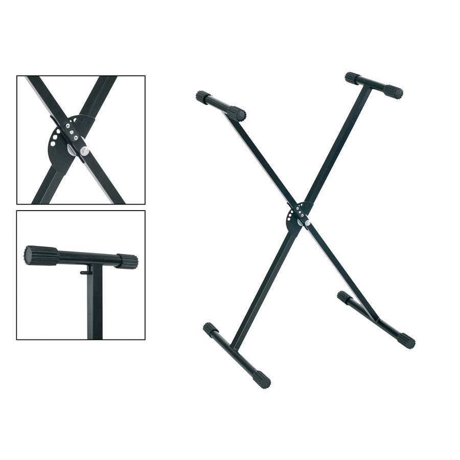 Support de Clavier Réglable en Hauteur de 61 à 99cm Pliable et Stable Aucun Assemblage Requis Noir Double X 