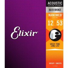 Les jeux de cordes acoustiques Nanoweb de chez Elixir 11052 utilisent un revêtement fin pour conserver le ton naturel tout en augmentant la longévité, un choix populaire chez les guitaristes professionnels.